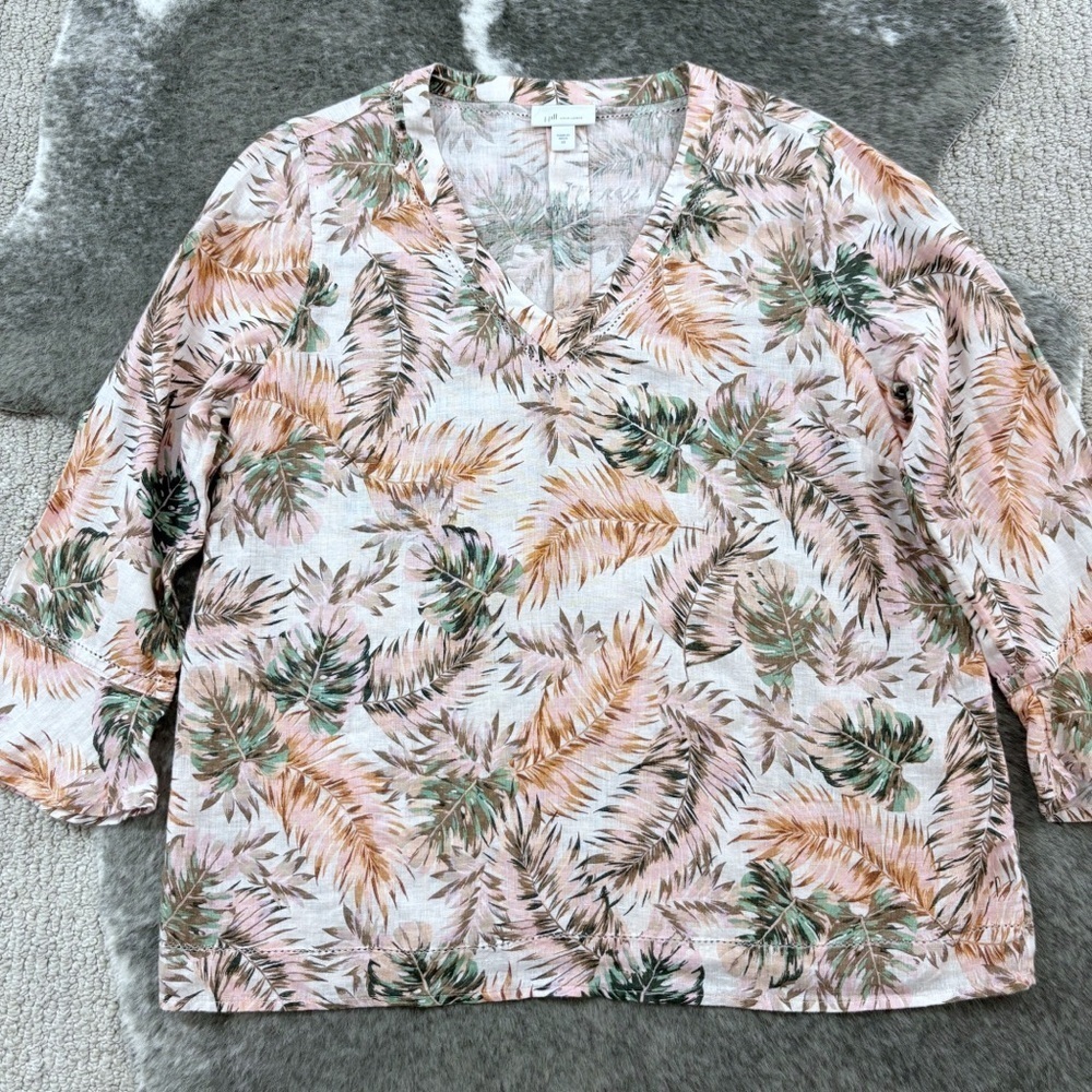 J. Jill Love Linen Flounce Sleeve Blouse - Picture 4 of 9